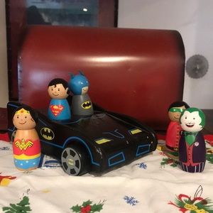 Pottery Barn wooden Batman car and super friends